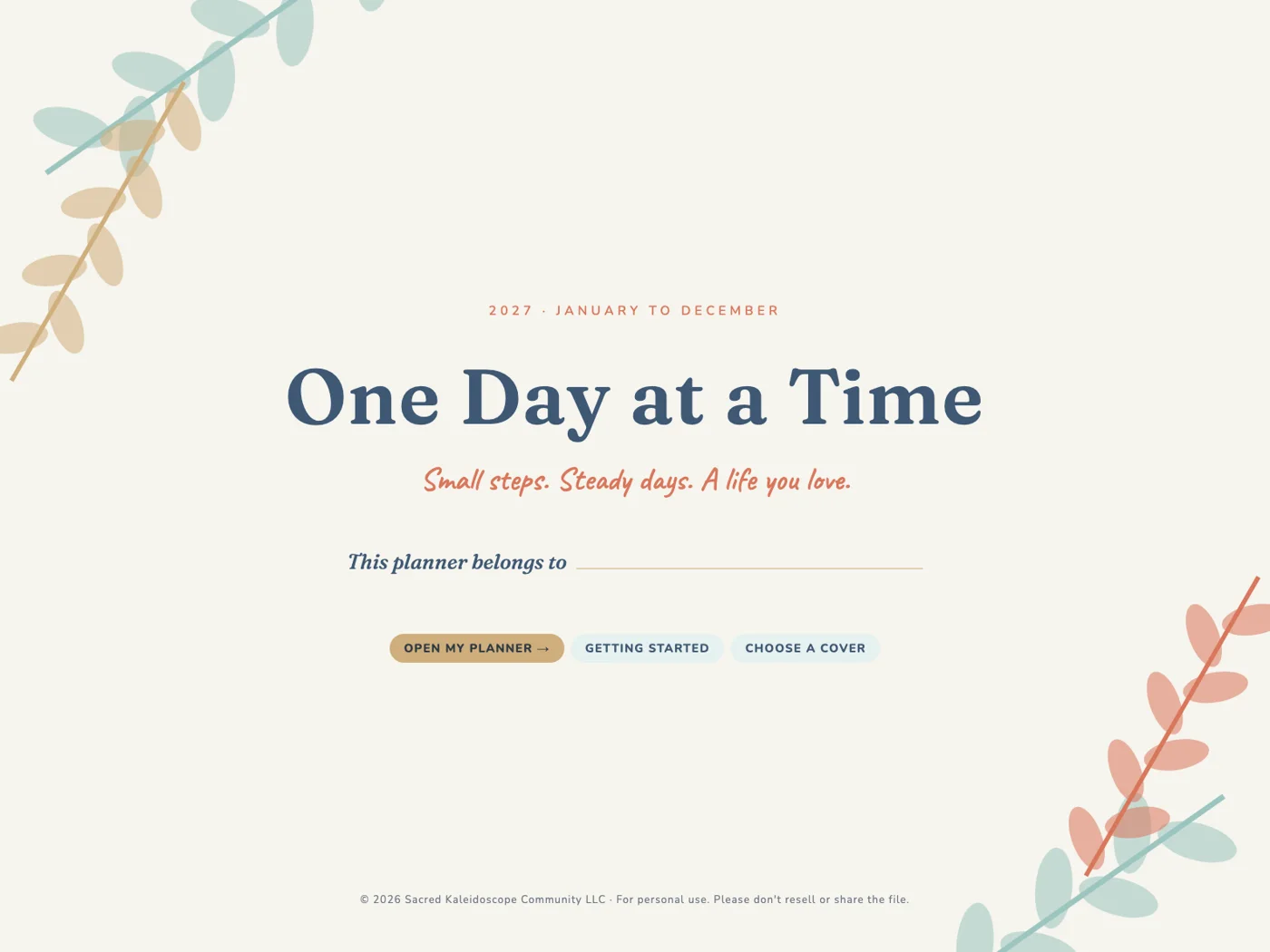 Everyday Planner, Calm Coastal