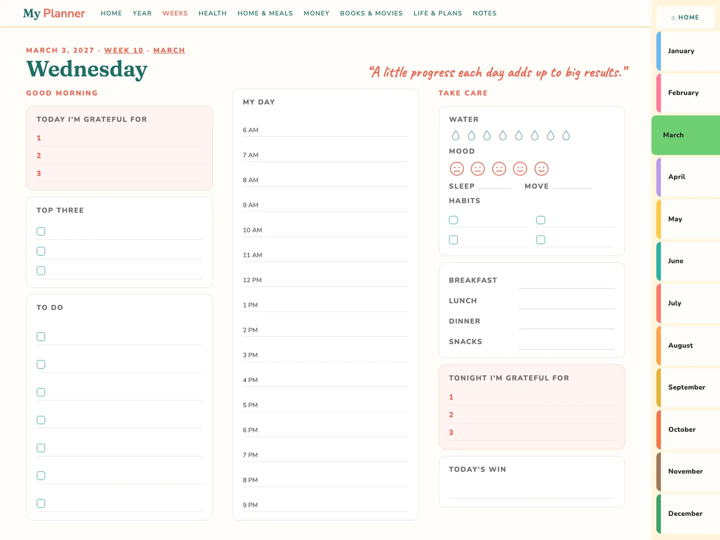An Everyday Planner daily page
