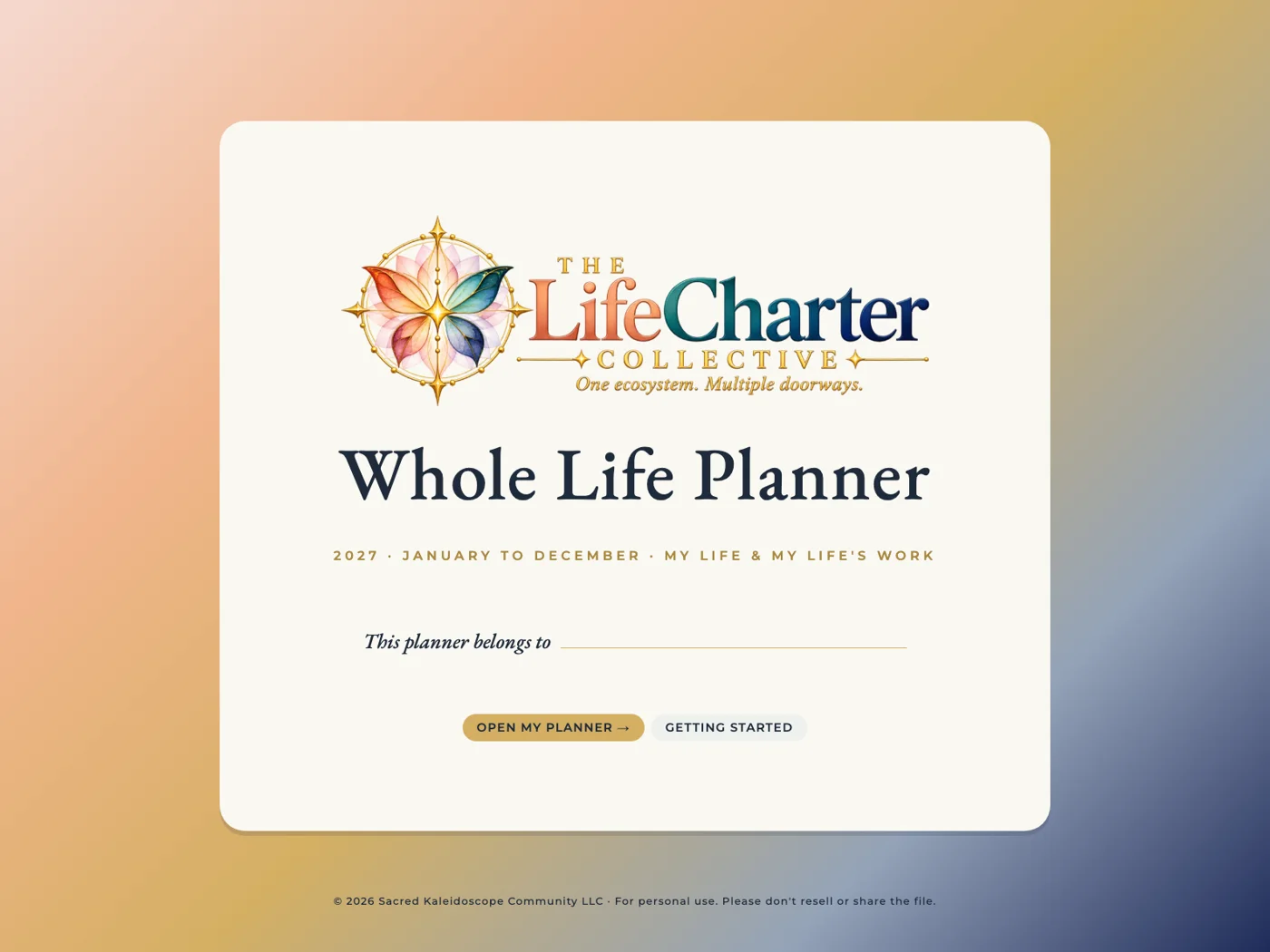 Whole Life Planner cover